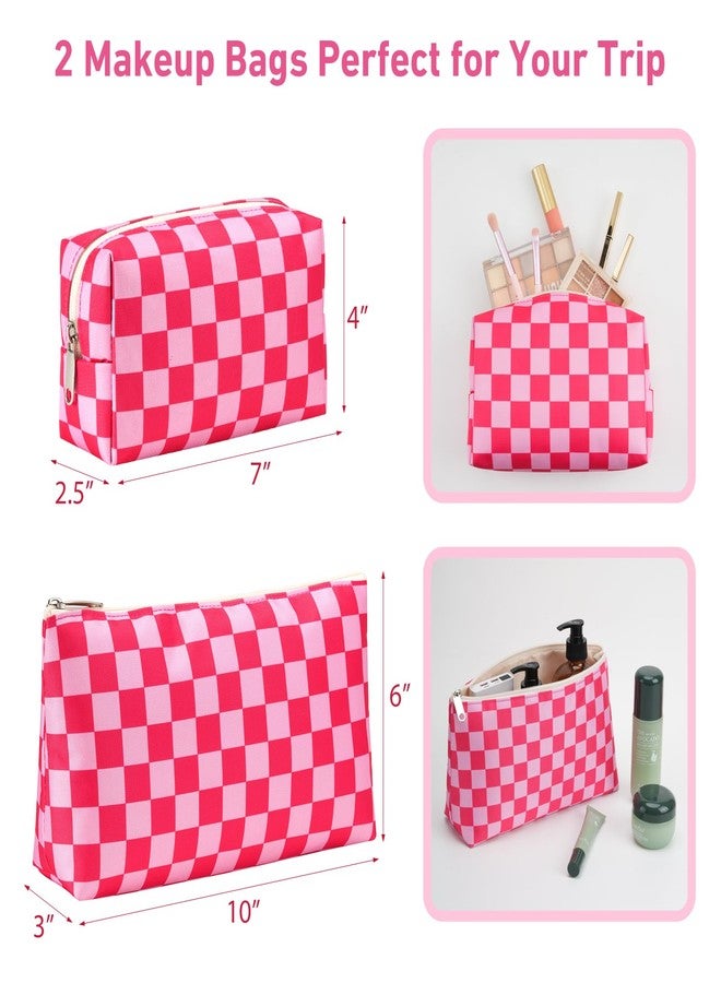 ZUBOND Tote Bags for Women 3 Pack, Large Waterproof Beach Bag for Womens Tote Bag with 2 Makeup Bags, Trendy Gingham Fashion Handbags Work Bag - Image 3